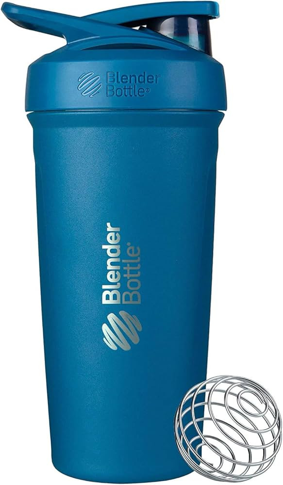 BlenderBottle Strada Shaker Cup Insulated Stainless Steel Water Bottle with Wire Whisk, 24-Ounce,... | Amazon (US)