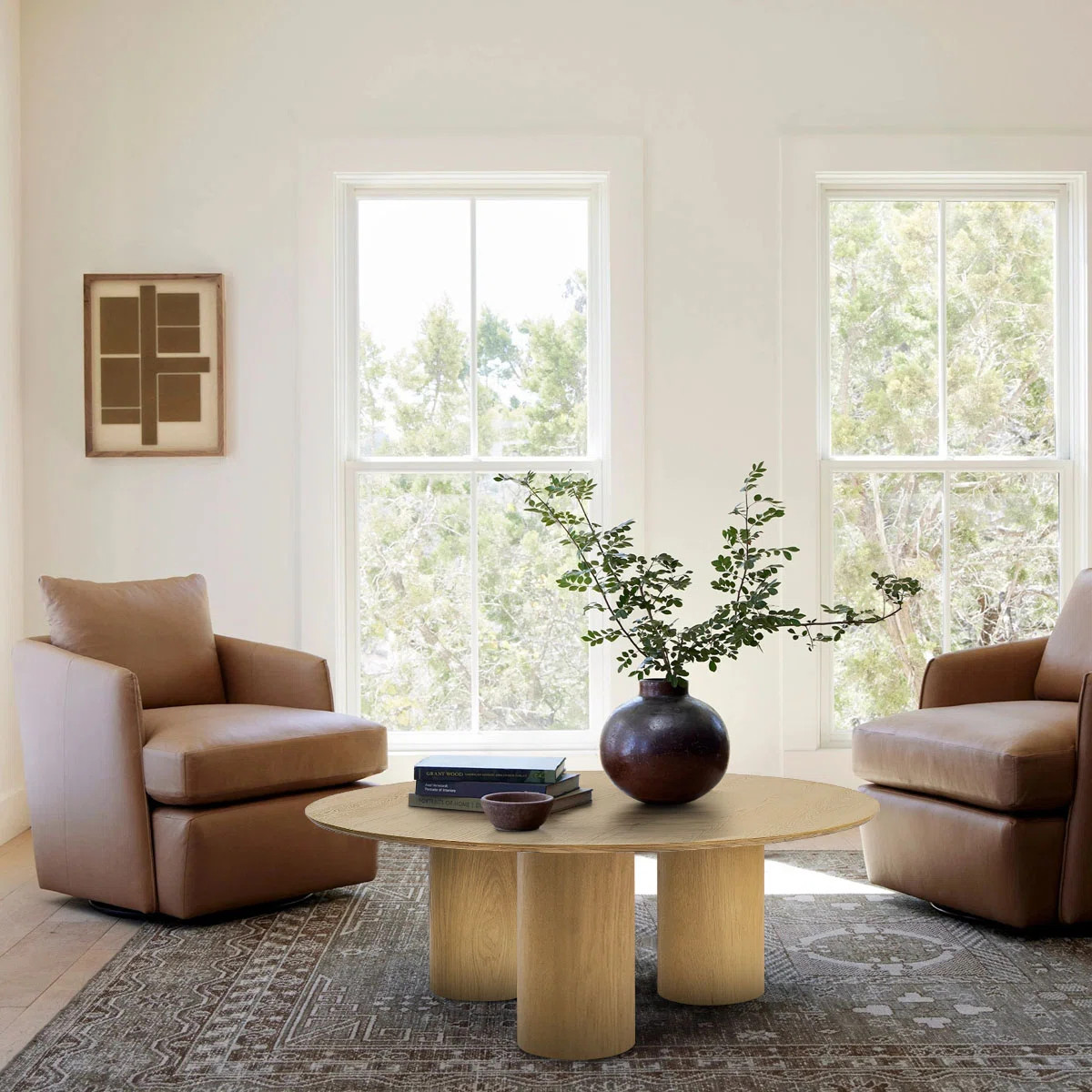 Ivy Bronx 40" Drum   With 3 Legs Pedestal Round Coffee Table & Reviews | Wayfair | Wayfair North America