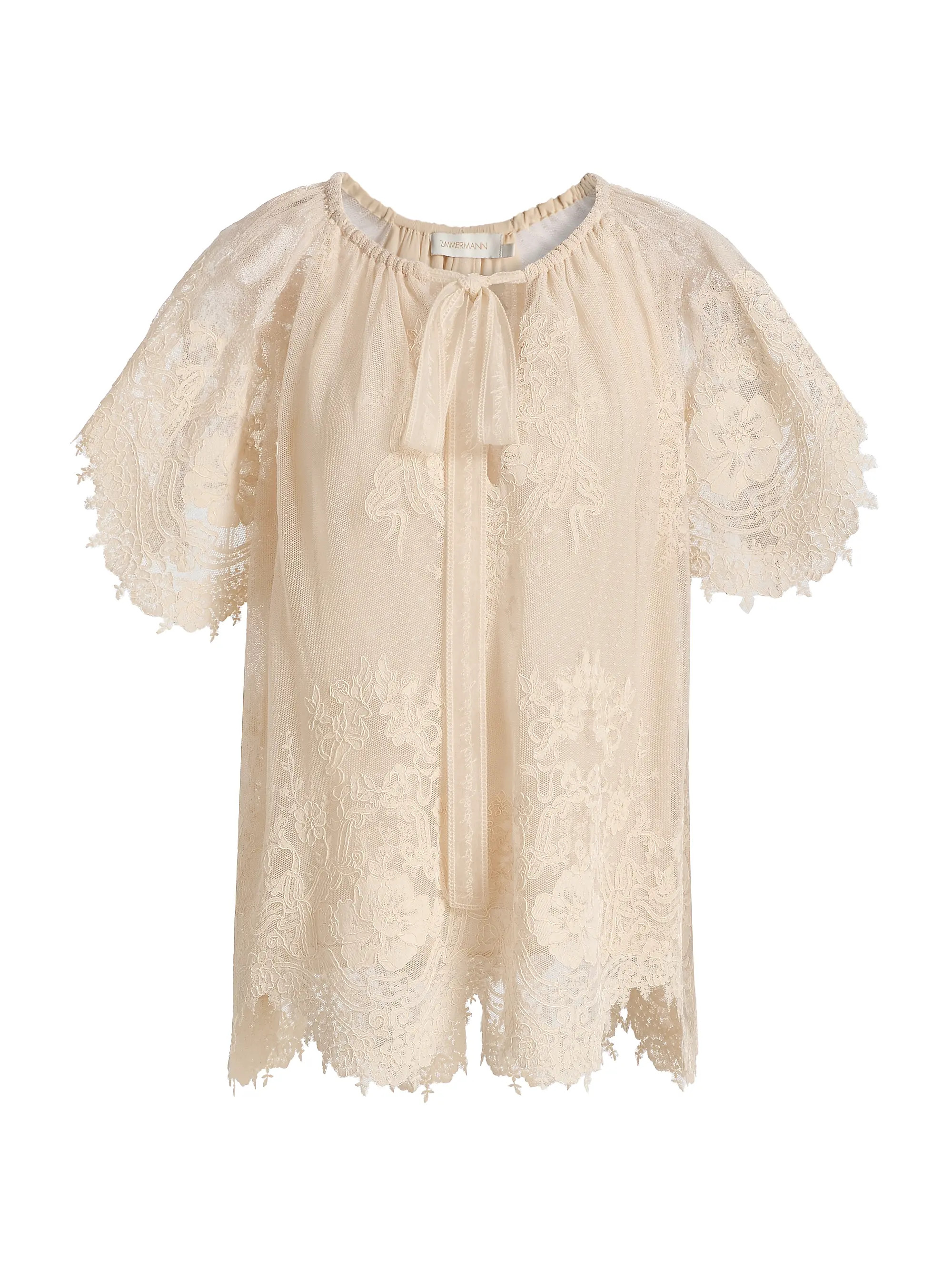 Luna Floral Lace Semi-Sheer Blouse | Saks Fifth Avenue