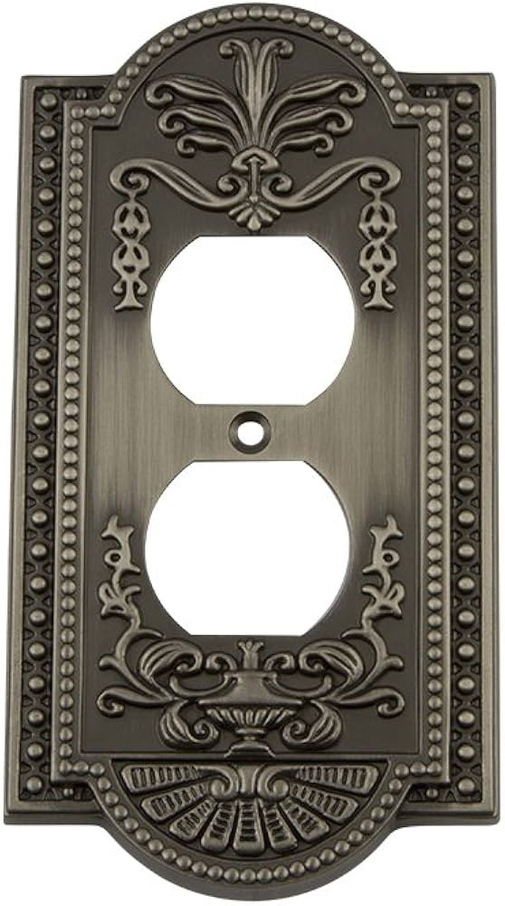 Nostalgic Warehouse 719788 Meadows Switch Plate with Outlet, Antique Pewter | Amazon (US)