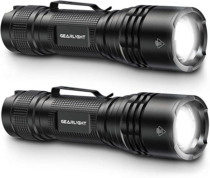 GearLight LED Tactical Flashlights - Pack of 2 - Bright, Zoomable, Handheld Flashlight Set with H... | Amazon (US)