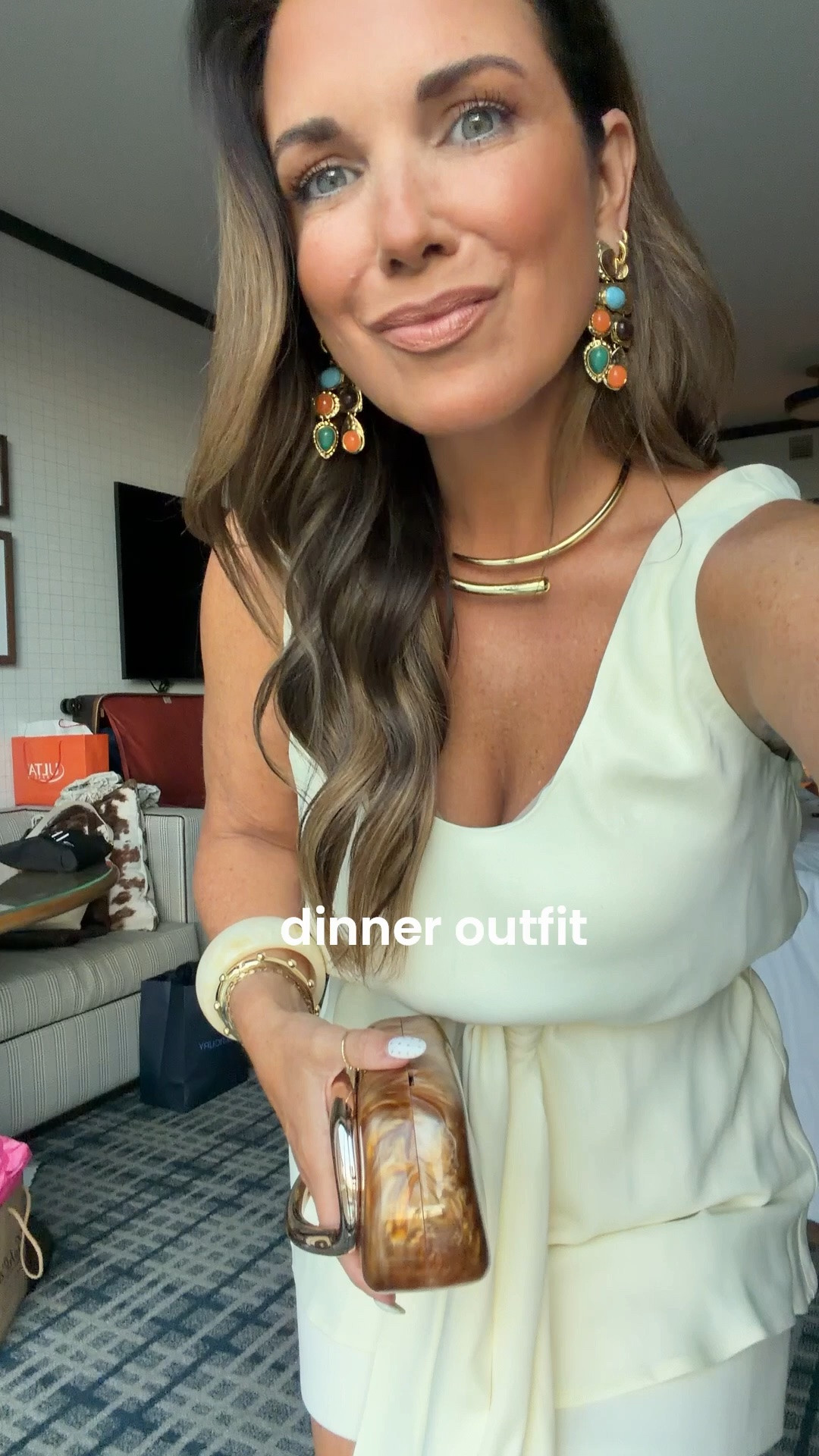 Dinner outfit was this FABULOUS top & same Zara skort. Matches perfectly. 
Needed to size down in top. But, I’m wearing a medium size 6 in skort. 
Accessories are all from Amazon.

#LTKCon #LTKootd #LTKPetite