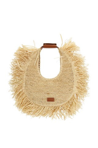 Staud Large Raffia Moon Tote Bag in Neutral | FWRD 