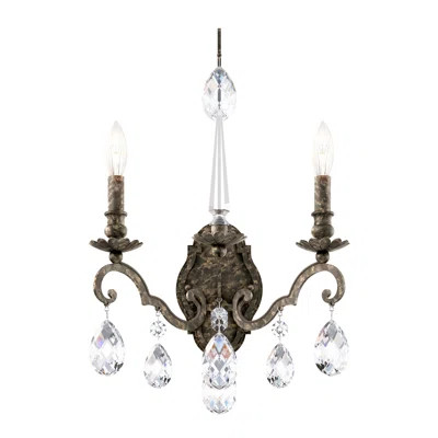 Renaissance Nouveau 2 Light 15in x 21in Wall Sconce in Antique Silver with Clear Heritage Handcut Crystals | Perigold