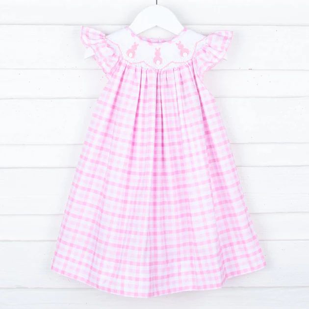 Bunny Tail Angel Sleeve Pink Dress | Smocked Auctions