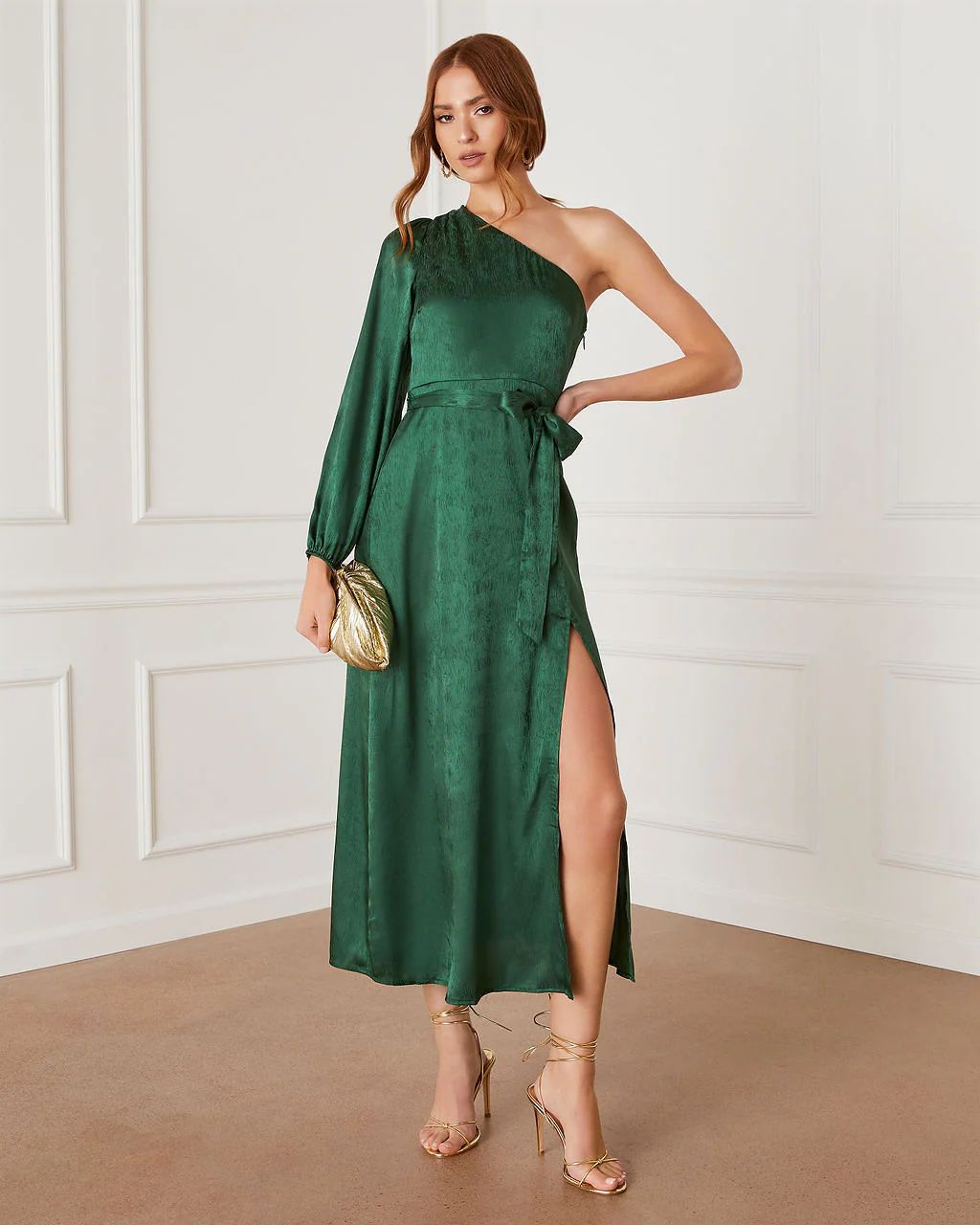 Aida One Shoulder Tie Waist Maxi Dress | VICI Collection