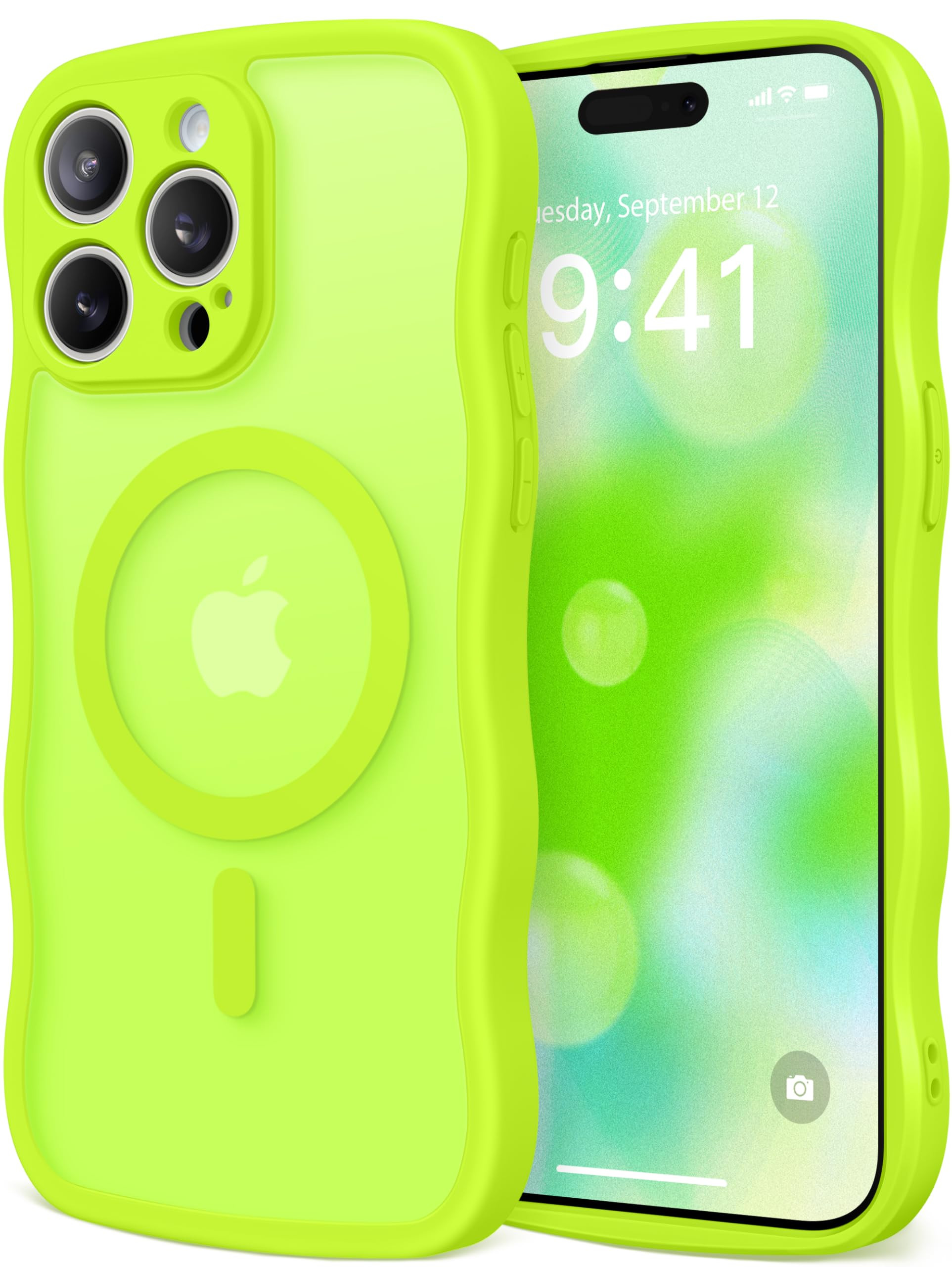 Cute for iPhone 15 Pro Max Case, Compatible with MagSafe, [Curly Wave Edge] [Full Camera Protecti... | Amazon (US)