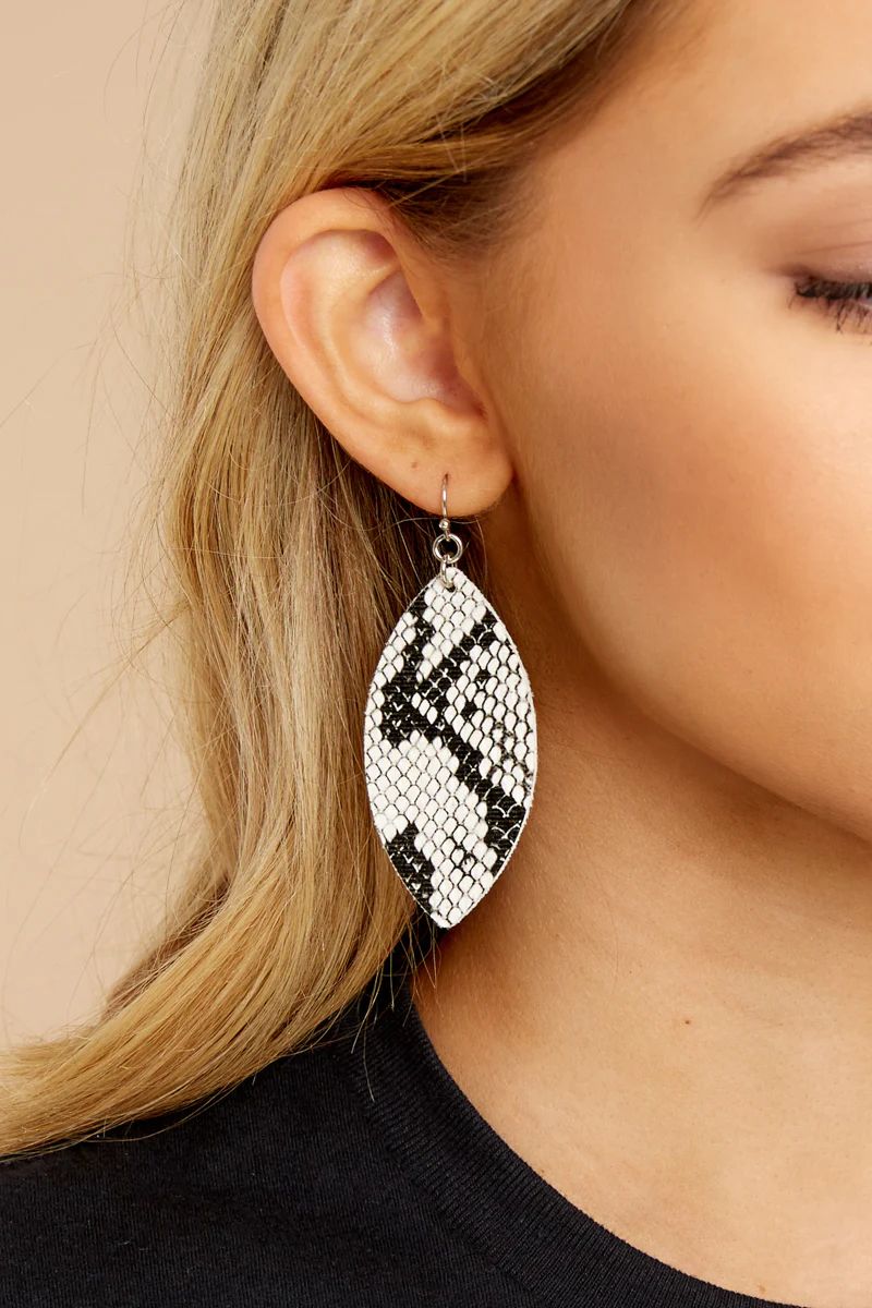 Better Option White Snakeskin Earrings | Red Dress 