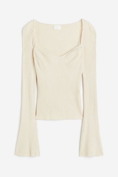 Rib-knit Sweater - Light beige - Ladies | H&M US | H&M (US)