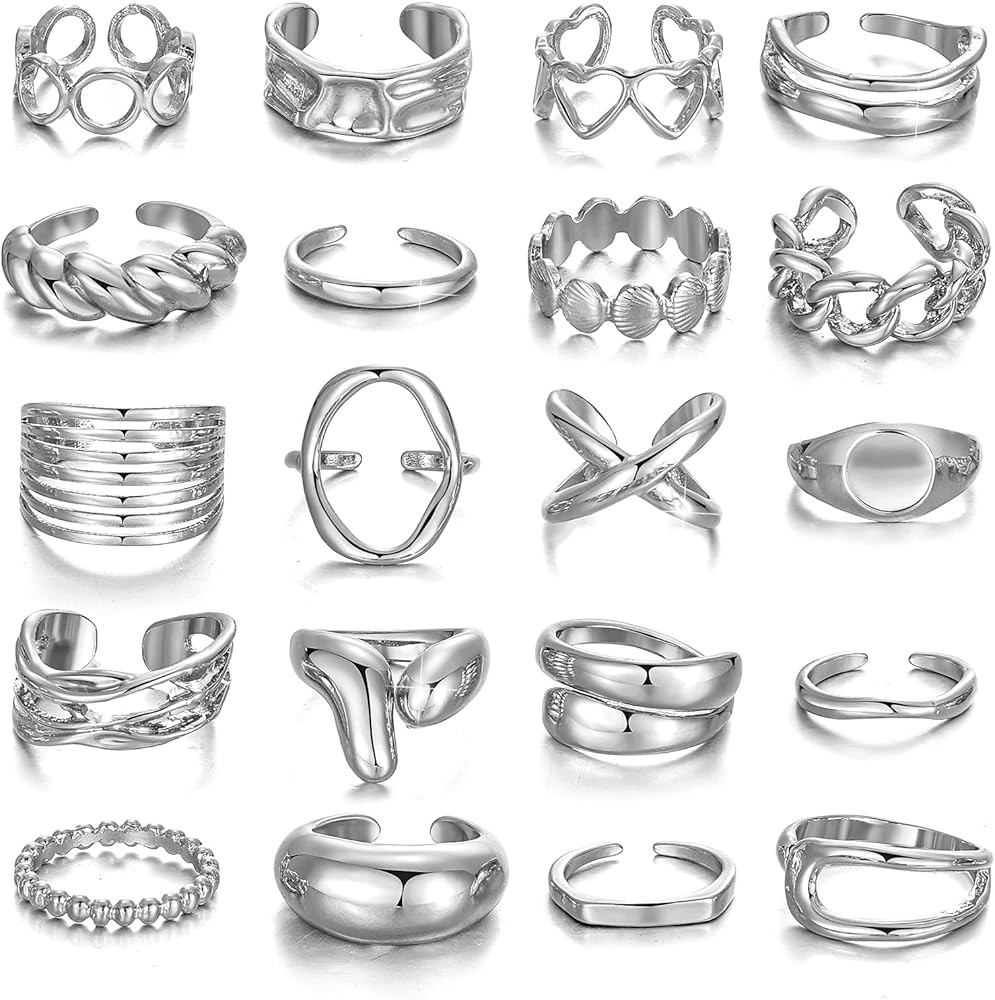 KISS WIFE Goldenen Silvery Black Kunckle Rings Set for Women, Dainty Simple Trendy Cute Stackable... | Amazon (US)