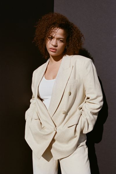 Double-breasted Blazer - Light beige - Ladies | H&M US | H&M (US + CA)