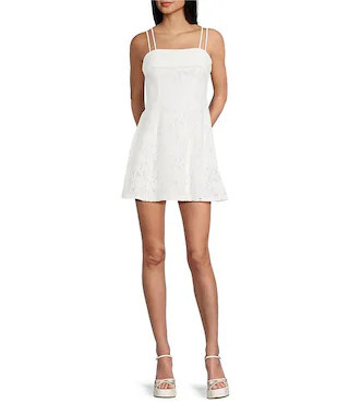 Shirred Overlay Bodice Fit and Flare Dress | Dillard's