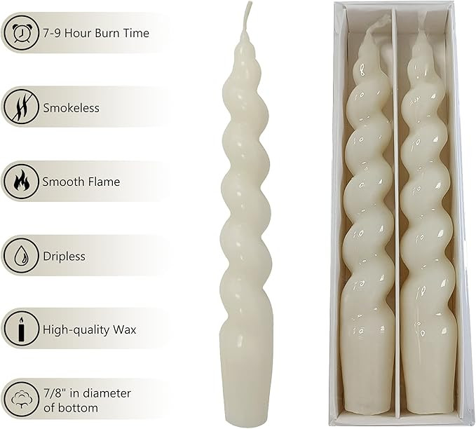 Gedengni Spiral Taper Dinner Candles Conical Stick Candles H 19 cm for Holiday Wedding Party,Beig... | Amazon (US)
