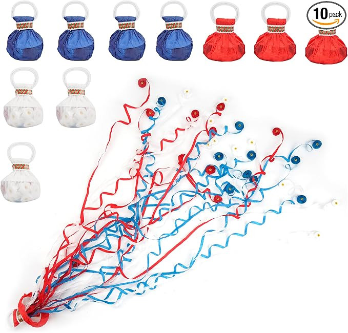 4th of July Streamers Popper, Hand Throw Streamers, No Mess Confetti Magic Paper Cracker for Inde... | Amazon (US)
