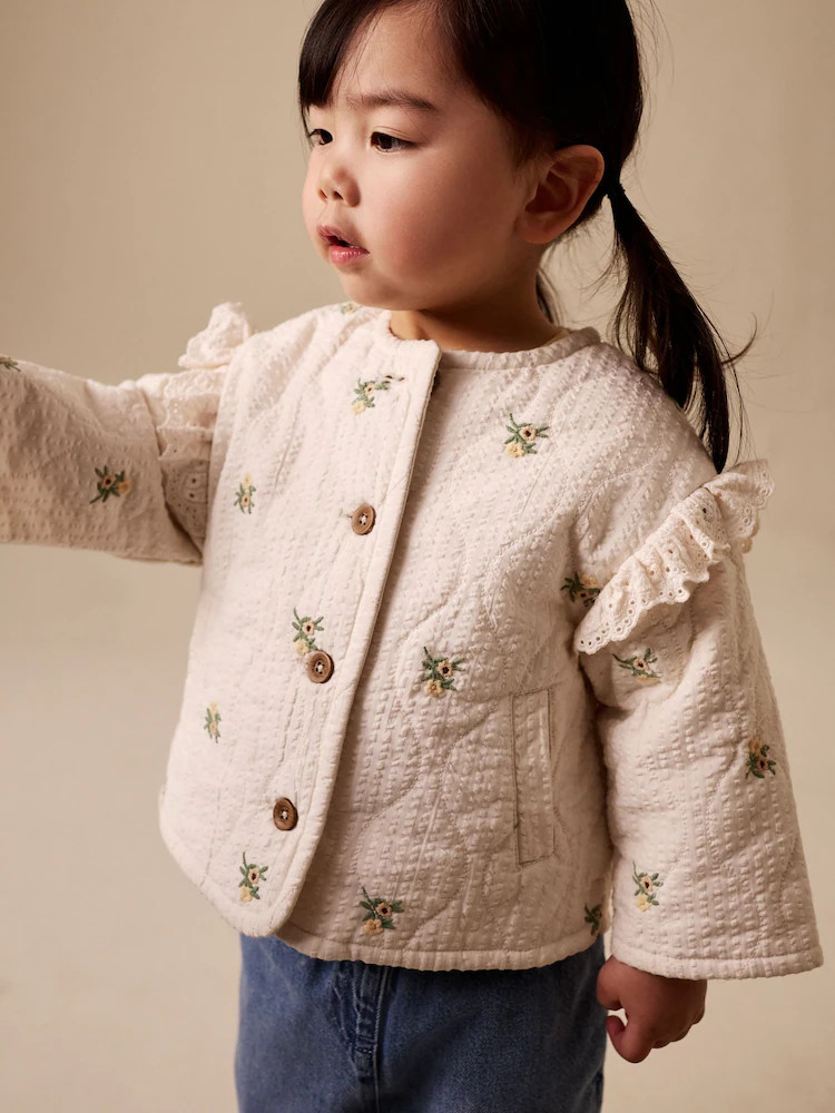 Cream Embroidered Quilted Jacket (3mths-7yrs) | Next US