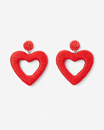thread wrapped heart drop earrings | Express