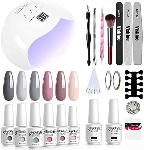 Vishine UV LED Nail Lamp Gel Nail Kit, Upgraded 40W Gel Nail Polish LED UV Light 6 Colors Gel Bas... | Amazon (US)