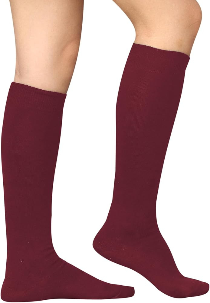Bestjybt Women's Cotton Opaque Knee High Socks | Amazon (US)