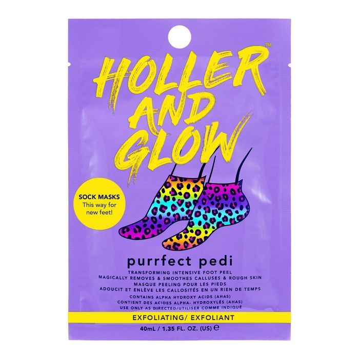 Holler and Glow Purrfect Pedi Foot Mask - Rainbow - 1.35 fl oz | Target