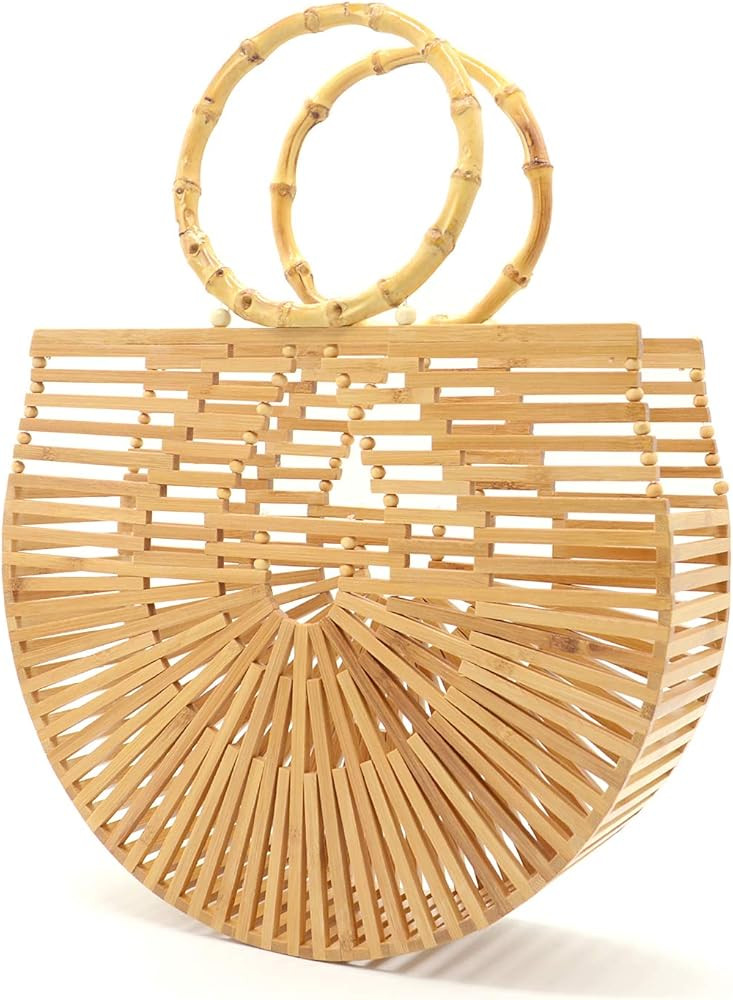 Miuco Womens Bamboo Handbags Handmade Purses Tote Bag | Amazon (US)