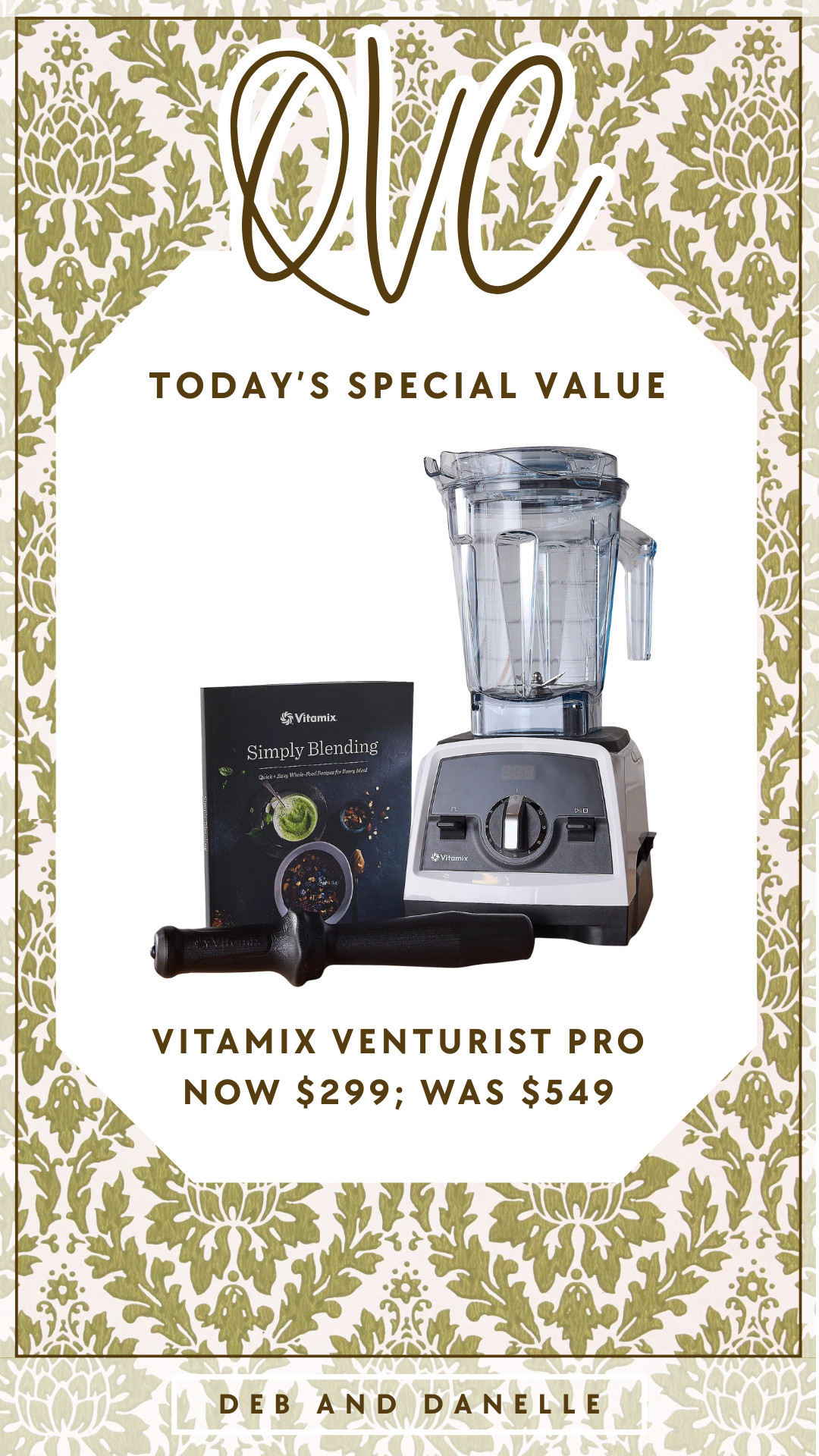 @QVC's Today's Special Value item is the Vitamix Venturist Pro 64-oz blender. It can blend, chop, and puree for smoothies, soups, sauces, and frozen desserts. We love our Vitamix.  

 #LTKHome #LTKSaleAlert
