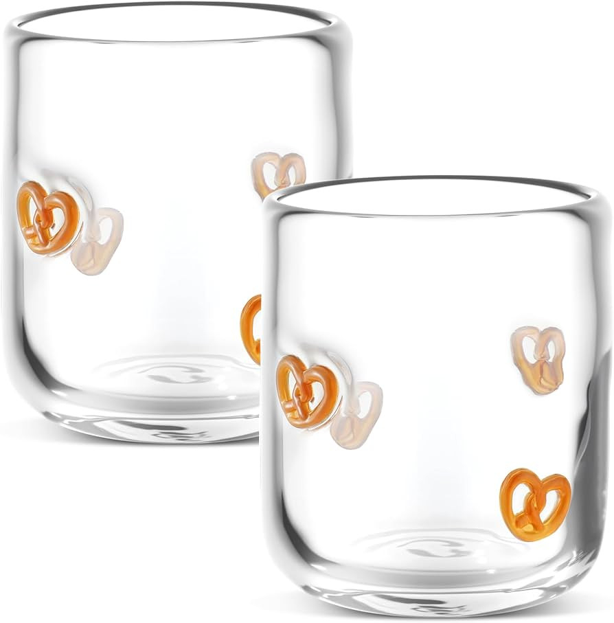 2 Pcs Pretzel Icon Juice Glasses, 14oz Pretzel Biscuit Stemless Wine Drinking Juice Glass Cup for... | Amazon (US)