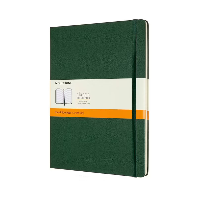 Moleskine Narrow Ruled Notebook 9.75"x7.5" Hard Cover Classic Myrtle Green | Target