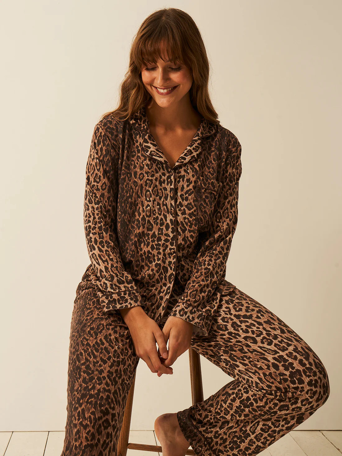 Long Pyjama Set - RIXO Classic Leopard | Sustainable TENCEL™ Nightwear | Stripe and Stare
