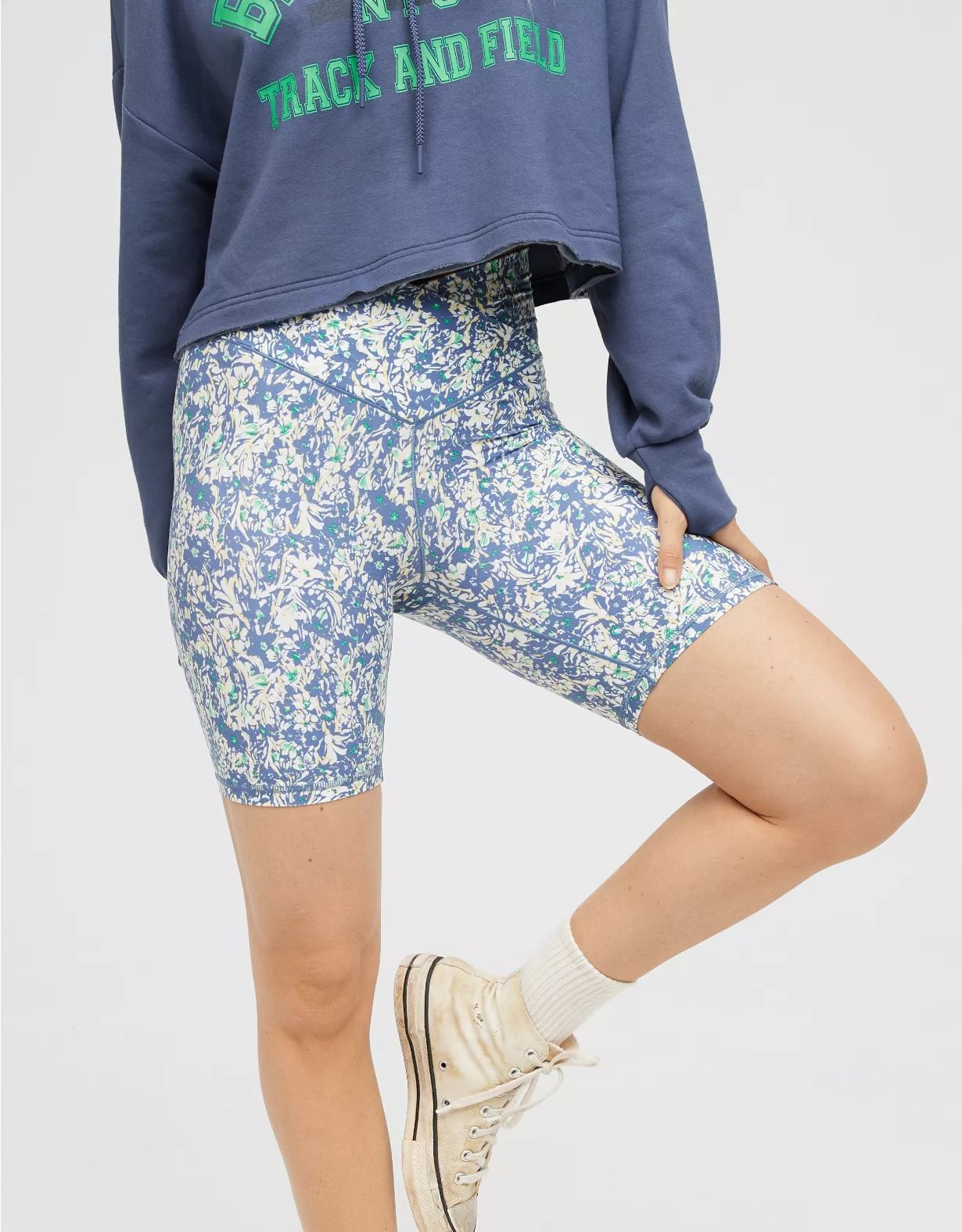 OFFLINE By Aerie Real High Waisted Crossover 7" Bike Short | American Eagle Outfitters (US & CA)