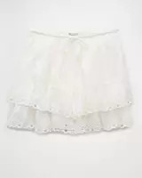 AE High-Waisted Embroidered Ruffle Mini Skirt | American Eagle Outfitters (US & CA)