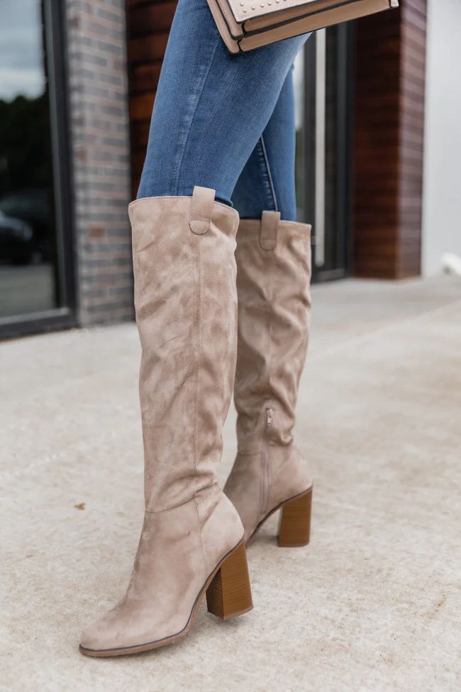 Hadley Beige Tall Suede Knee Boots | Pink Lily