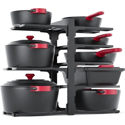 8-Tier Heavy Duty Adjustable Pan Organizer Rack For Kitchen Cabinet Storage And Organization | Wayfair North America