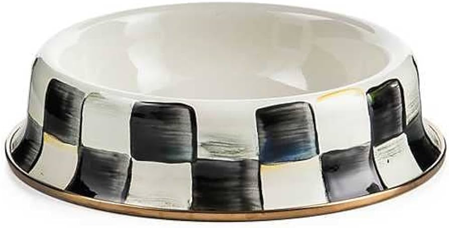 MACKENZIE-CHILDS Pet Bowl, Cute Cat and Dog Bowl for Food and Water, Black-and-White Courtly Chec... | Amazon (US)