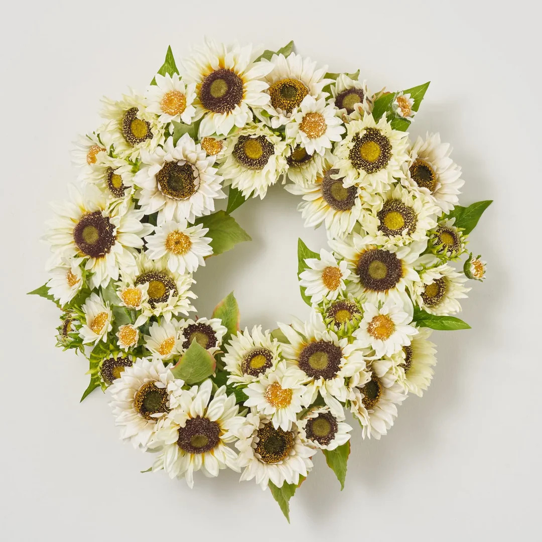 Sunflower Serenade - Mixed Cream & Ivory Sunflower Buds & Blooms Fall Everyday Floral Front Door ... | Darby Creek Trading