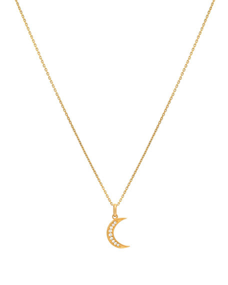 Zoe Lev Jewelry 14k Gold Diamond Moon Necklace | Neiman Marcus