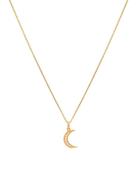 Zoe Lev Jewelry 14k Gold Diamond Moon Necklace | Neiman Marcus