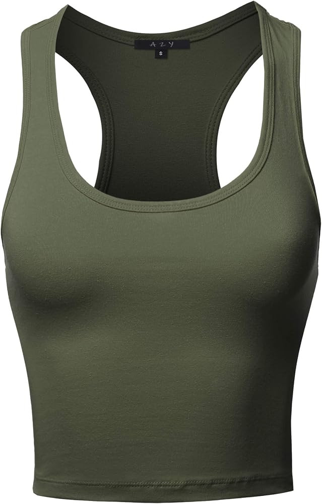 Women's Cotton Casual Scoop Neck Sleeveless Cropped Racerback Tank Tops | Amazon (US)