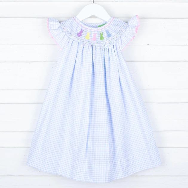 Peeps Smocked Blue Windowpane Dress | Classic Whimsy