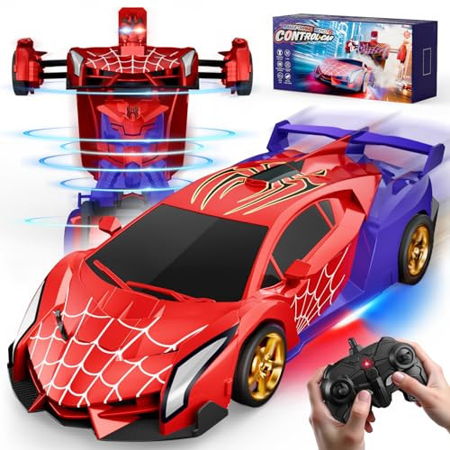 Spider Transform RC Cars Toys with Eye & Underbody Lights, 2.4GHz Remote Control Car One-Button Deformation, Fast 360°Rotation Robot Toys Birthday Gifts for 3 4 5 6 7 8 9 10 Year Old Boys Age 4-7 8-12 | Amazon (US)