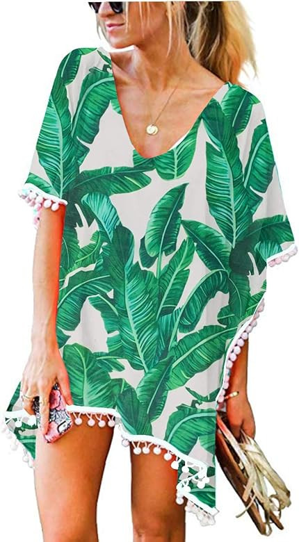 CPOKRTWSO Women’s Crochet Chiffon Tassel Swimsuit Beach Bikini Cover Ups for Swimwear | Amazon (US)