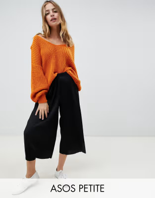 ASOS DESIGN Petite plisse culotte pants | ASOS (Global)