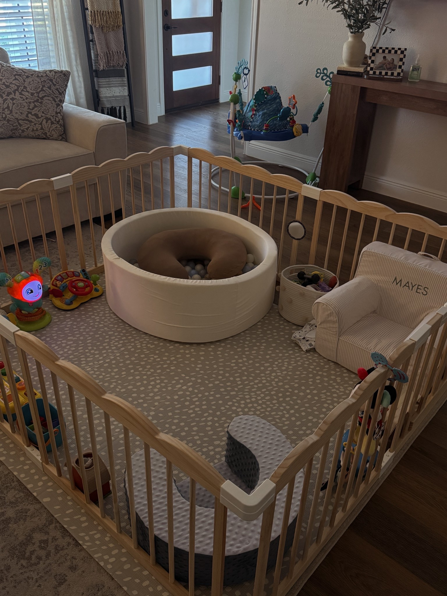 Baby boy play pen — ball pit, wooden gate, baby chair, & toys 🧸

#LTKdayinmylife #LTKmomlife #LTKBaby