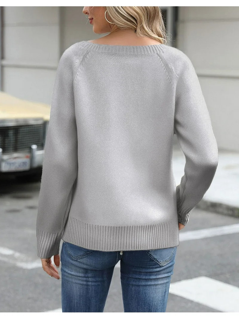 Christmas Sweaters for Women Cute Snowman Printed Ugly Christmas Sweater Knit Warm Gray Pullover ... | Walmart (US)