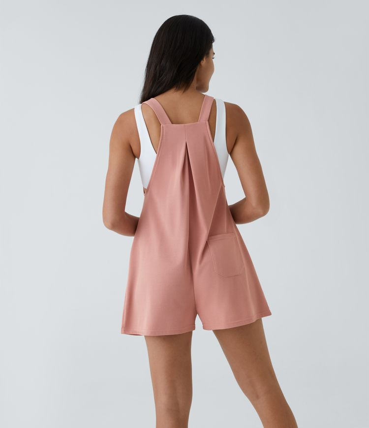 Women’s Pockets Waffle Casual Short Overalls - Halara | HALARA
