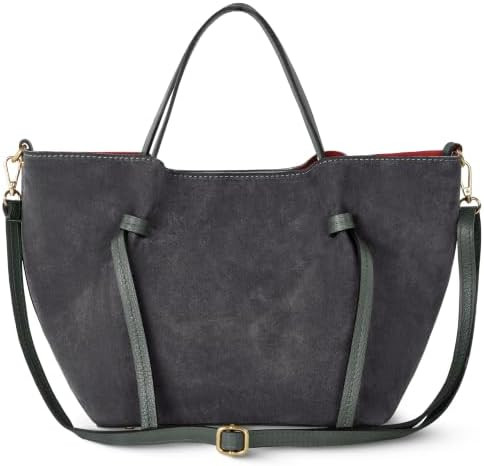 Italian Genuine Suede Tote Bag for Women with Detachable Strap | Structured Top-Handle Purse with... | Amazon (US)