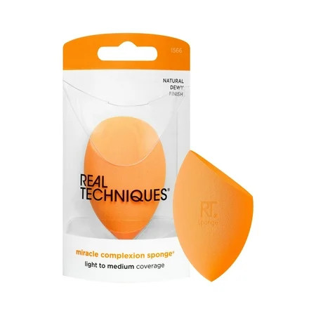 Real Techniques Miracle Complexion Sponge, Makeup Sponge for Liquids & Creams, Orange, 1 Count | Walmart (US)