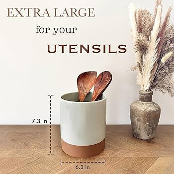 Mora Ceramic Kitchen Utensil Holder - Wooden Spoon & Spatula Crock for Countertop, Modern Farmhou... | Amazon (US)