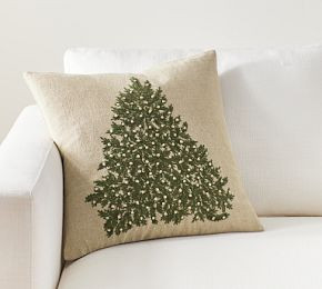Tree Embellished Pillow | Pottery Barn CA