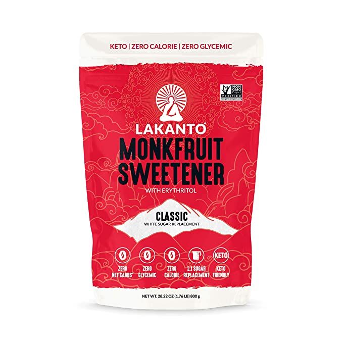 Lakanto Monkfruit Sweetener, 1:1 Sugar Substitute, Keto, Non-GMO (Classic White - 1.76 lbs) | Amazon (US)