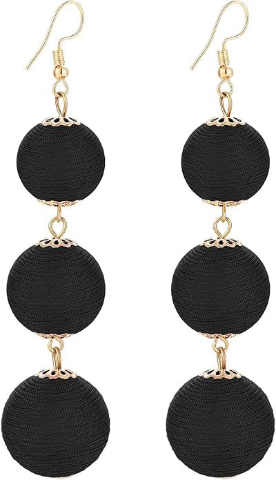Yanxyad Thread Ball Dangle Earrings Thread Dangle Earrings Soriee Drop Earrings Beaded Ball Ear D... | Amazon (US)